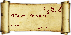 Ádler Líviusz névjegykártya